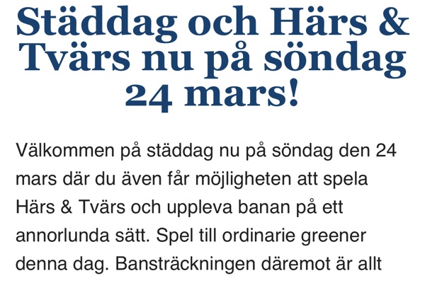 Städdag och Härs & Tvärs 24 mars