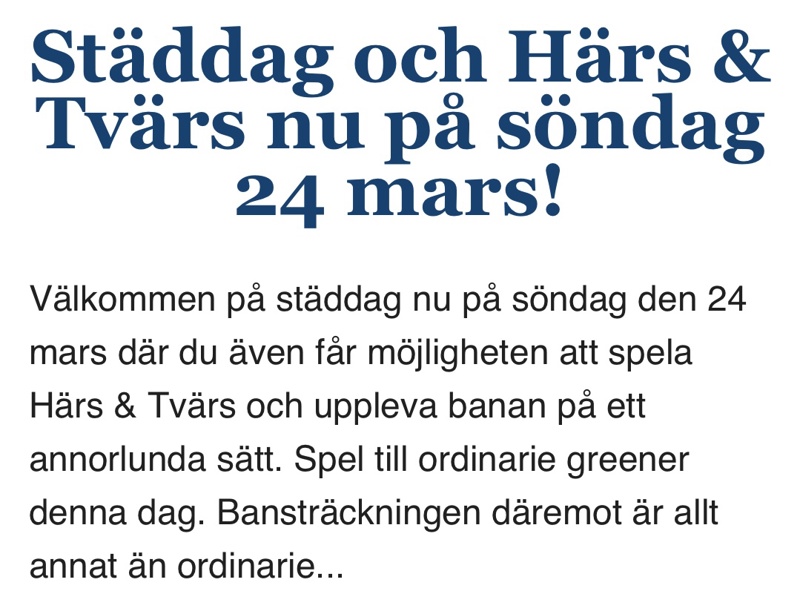 Städdag och Härs & Tvärs 24 mars